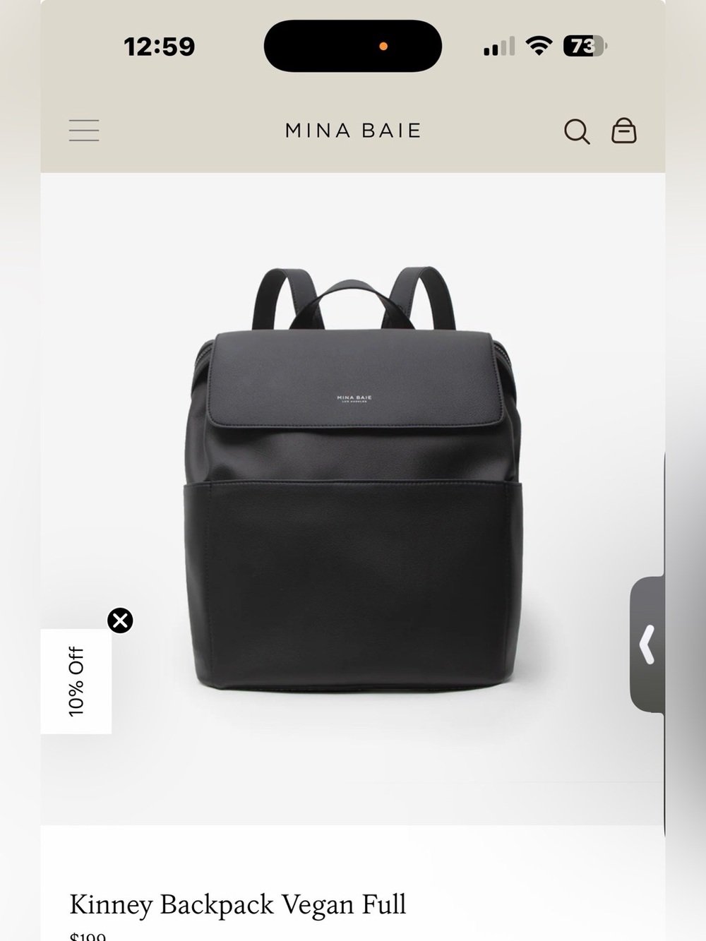 Mina Baie Black Baby Backpack Bag